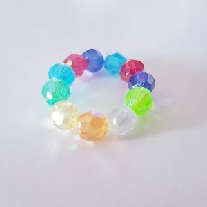 Bejeweled Ring Multi Colored Beads  Handmade Jewelry s8-9